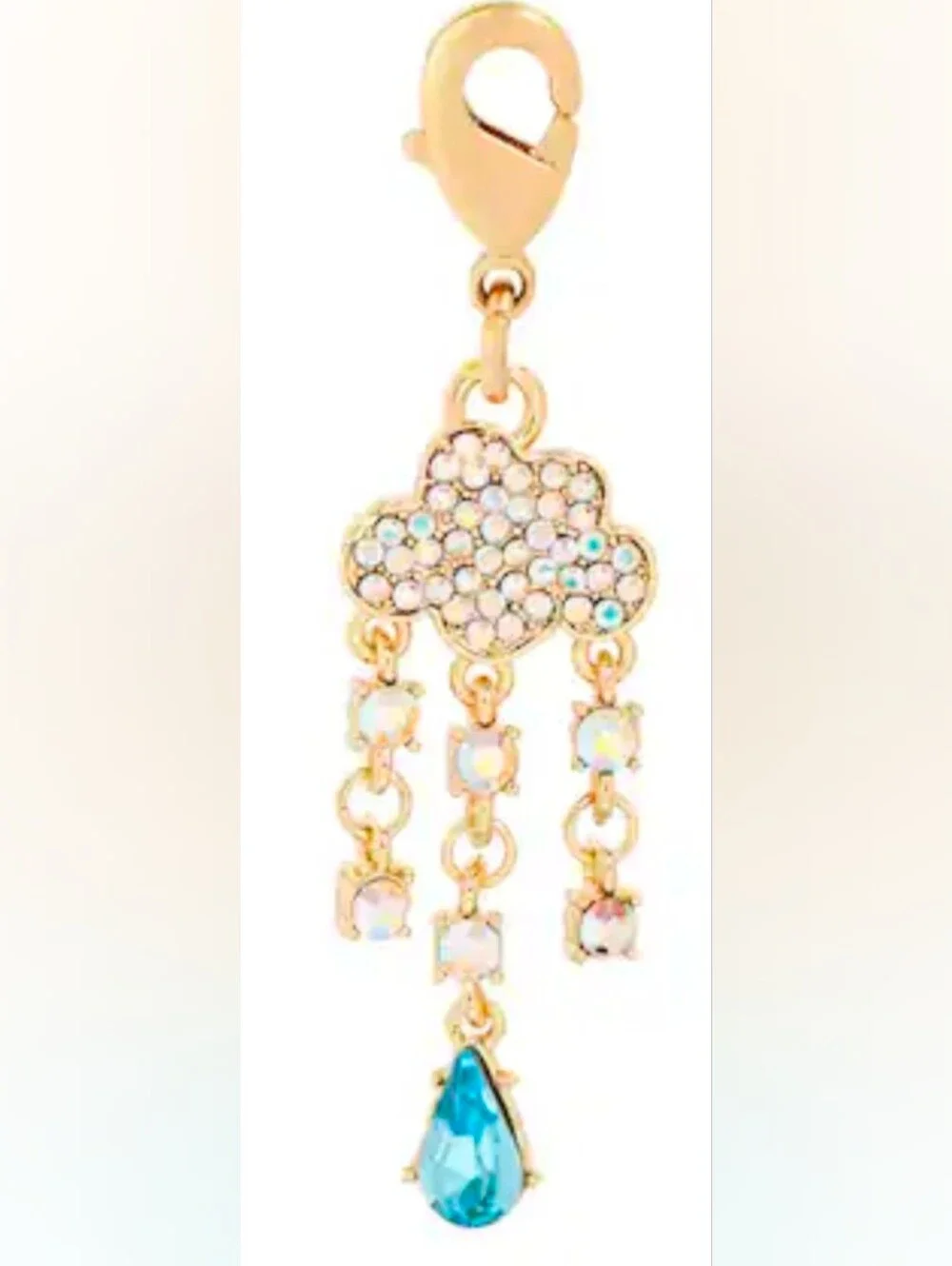 Rain Cloud Austrian Crystal Charm Pendant Sparkly Rhinestones Gold-Tone